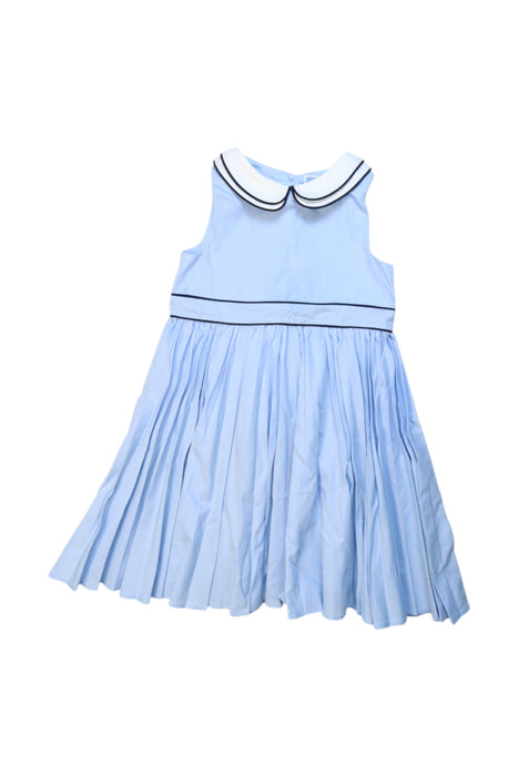 A Blue Sleeveless Dresses from Jacadi in size 5T for girl. (Front View)