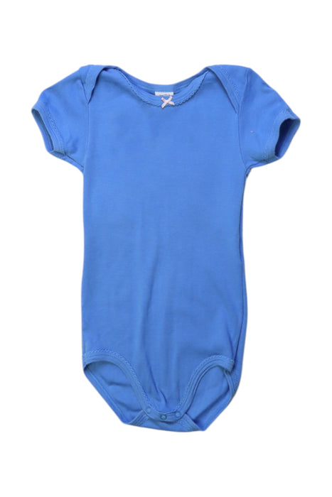 A Blue Short Sleeve Bodysuits from Petit Bateau in size 3T for girl. (Front View)