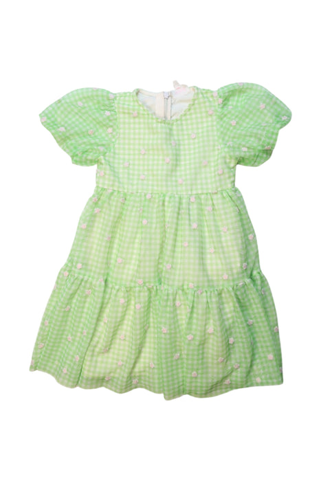 A Green Short Sleeve Dresses from Seed in size 4T for girl. (Front View)