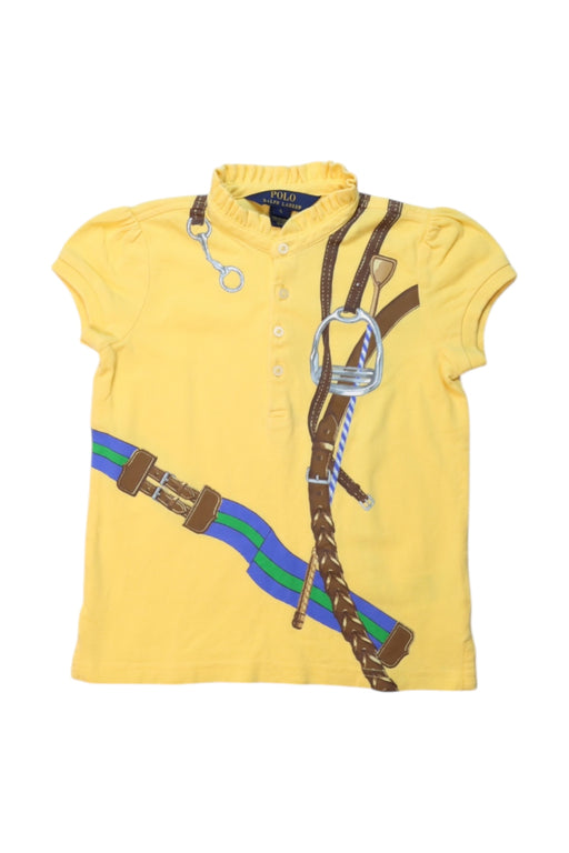 A Yellow Short Sleeve Polos from Polo Ralph Lauren in size 5T for girl. (Front View)