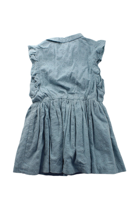 A Blue Sleeveless Dresses from Petit Bateau in size 4T for girl. (Back View)