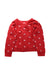 A Red Cardigans from Momonittu in size 4T for girl. (Back View)