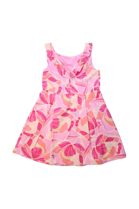 A Pink Sleeveless Dresses from Janie & Jack in size 6T for girl. (Back View)