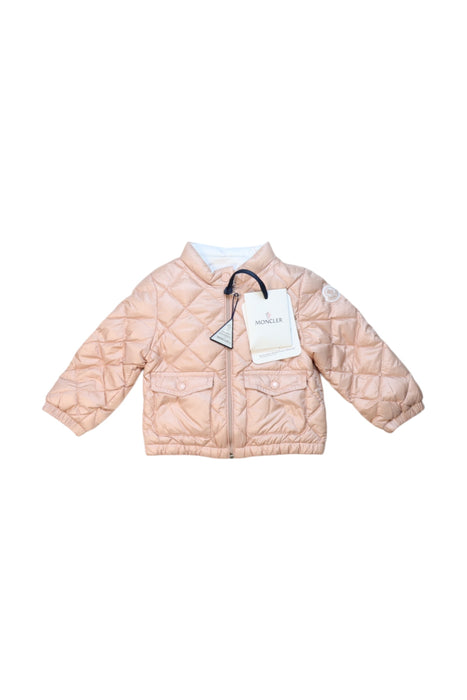 A Peach Puffer/Quilted Coats & Outerwear from Moncler in size 6-12M for girl. (Front View)