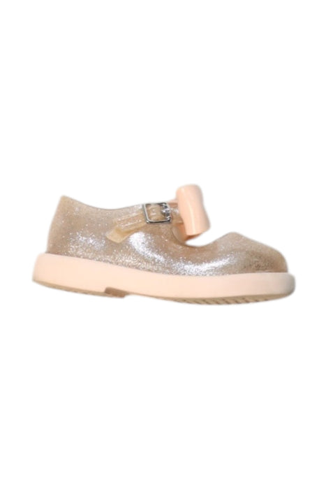 A Gold Slip Ons from Mini Melissa in size 3T for girl. (Front View)