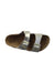 A Silver Sandals from Birkenstock in size 6T for neutral. (Front View)