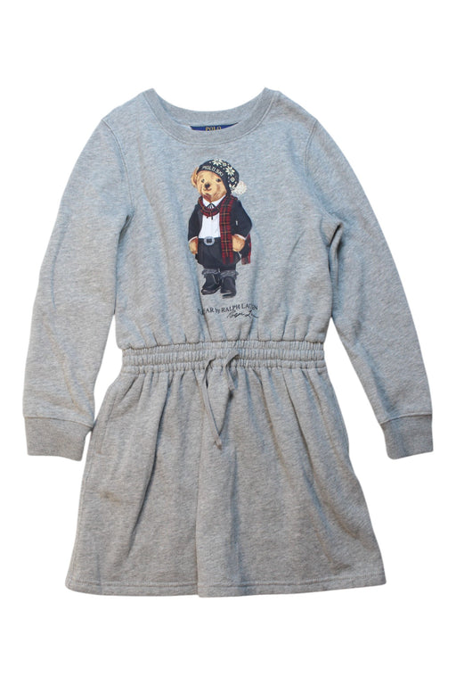 A Grey Long Sleeve Dresses from Polo Ralph Lauren in size 7Y for girl. (Front View)