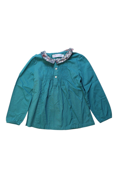 A Teal Long Sleeve Shirts from Little Mercerie in size 5T for girl. (Front View)