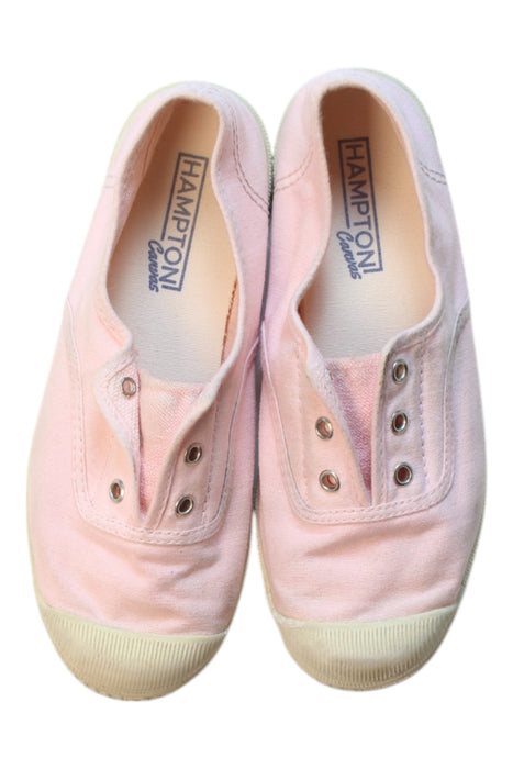 A Pink Slip Ons from Hampton Canvas in size 7Y for girl. (Back View)