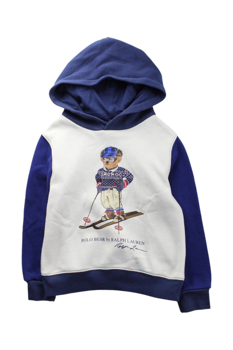 A Blue-White Hooded Sweatshirts from Polo Ralph Lauren in size 5T for neutral. (Front View)