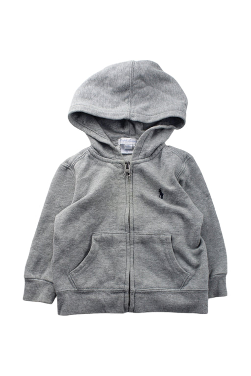 A Grey Zippered Sweatshirts from Ralph Lauren in size 6-12M for neutral. (Front View)