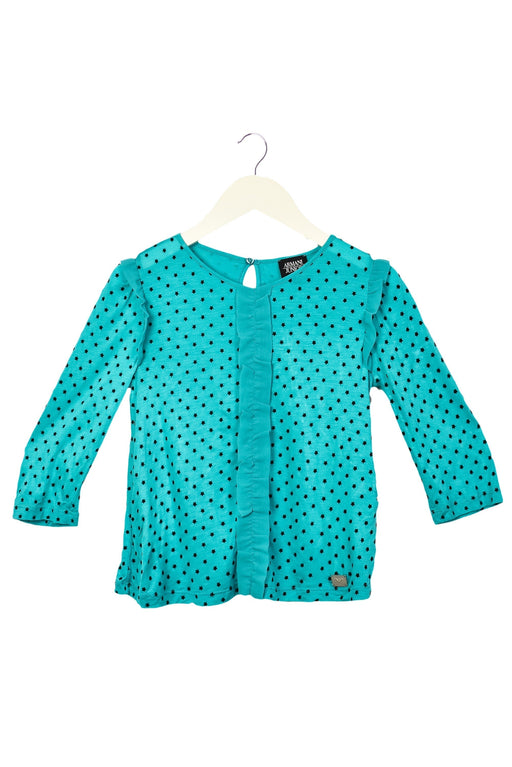 A Green Long Sleeve Tops from Armani in size 6T for girl. (Front View)