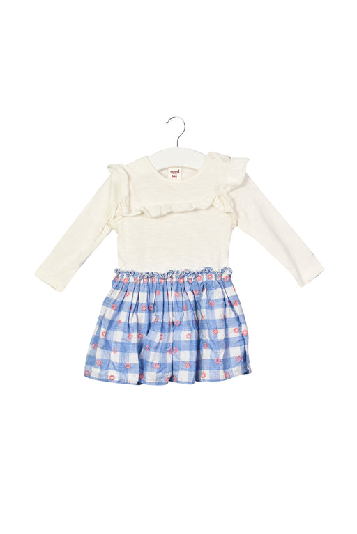 A White Long Sleeve Dresses from Seed in size 6-12M for girl. (Front View)