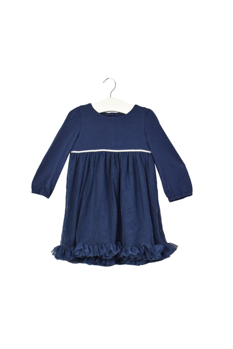A Navy Long Sleeve Dresses from The Little White Company in size 6-12M for girl. (Front View)