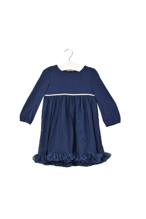 A Navy Long Sleeve Dresses from The Little White Company in size 6-12M for girl. (Front View)