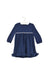 A Navy Long Sleeve Dresses from The Little White Company in size 6-12M for girl. (Front View)