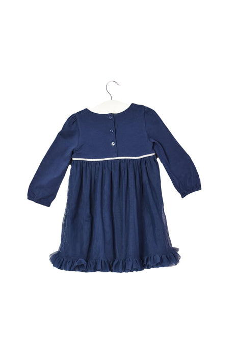 A Navy Long Sleeve Dresses from The Little White Company in size 6-12M for girl. (Back View)