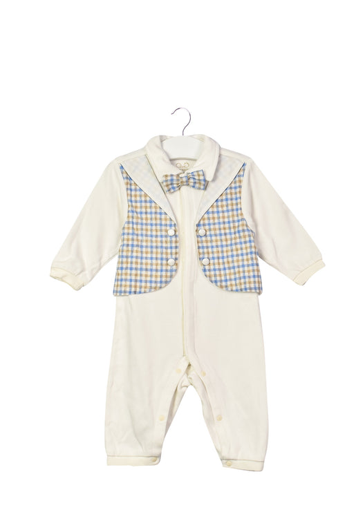 A White Long Sleeve Jumpsuits from Chickeeduck in size 6-12M for boy. (Front View)