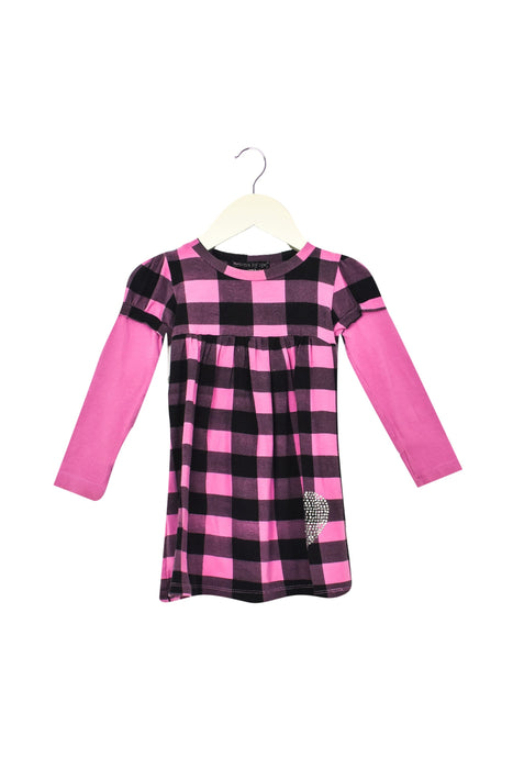 A Pink Long Sleeve Dresses from Flowers by Zoe in size 2T for girl. (Front View)