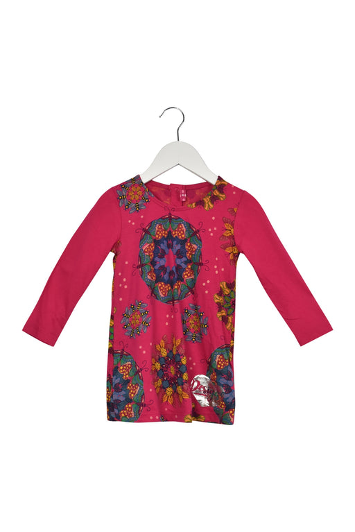 A Pink Long Sleeve Dresses from Desigual in size 2T for girl. (Front View)