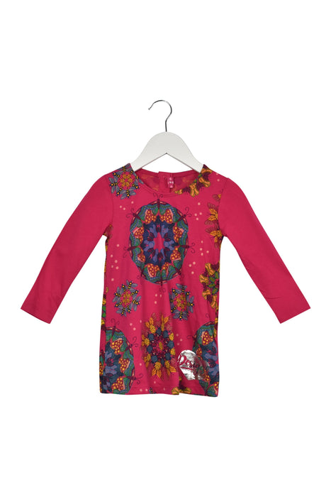 A Pink Long Sleeve Dresses from Desigual in size 2T for girl. (Front View)