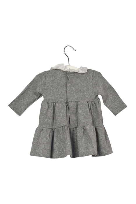 A Silver Long Sleeve Dresses from Il Gufo in size 3-6M for girl. (Back View)