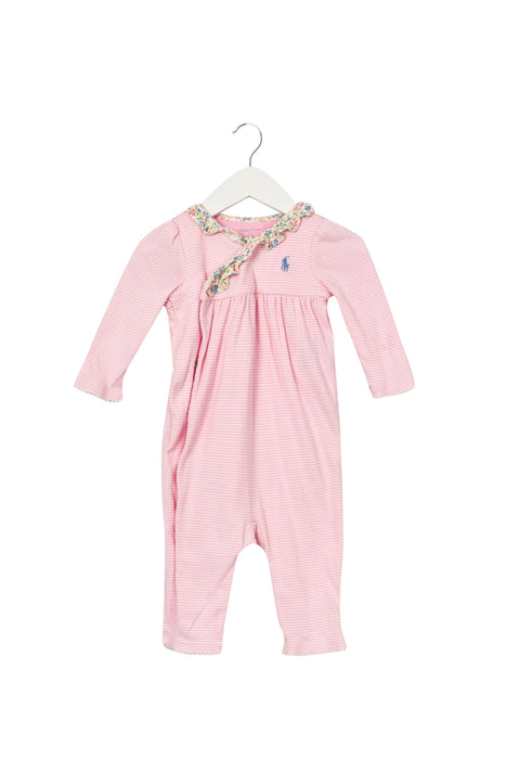 A Pink Long Sleeve Jumpsuits from Ralph Lauren in size 3-6M for girl. (Front View)
