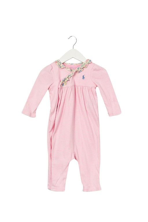 A Pink Long Sleeve Jumpsuits from Ralph Lauren in size 3-6M for girl. (Front View)