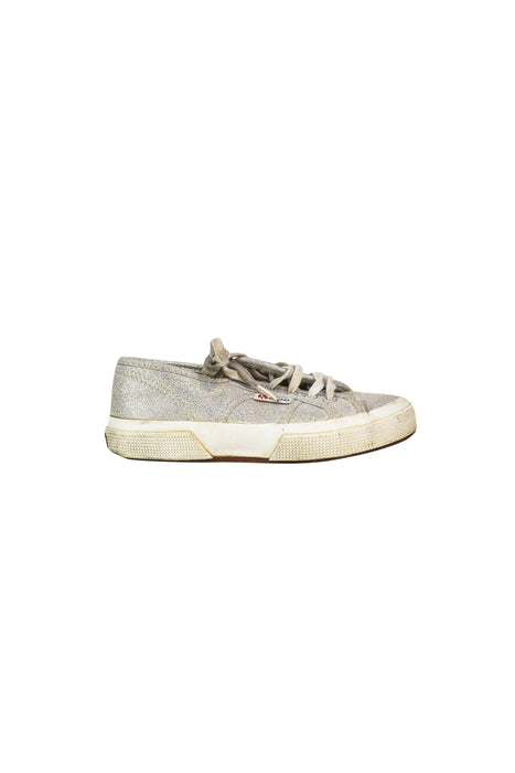 A Silver Sneakers from Superga in size 6T for girl. (Back View)