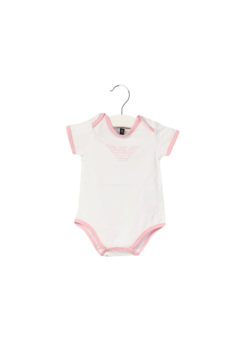 A White Short Sleeve Bodysuits from Armani in size 0-3M for girl. (Front View)