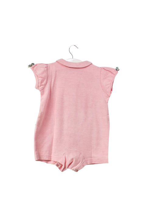 A Pink Short Sleeve Rompers from Familiar in size  for girl. (Back View)