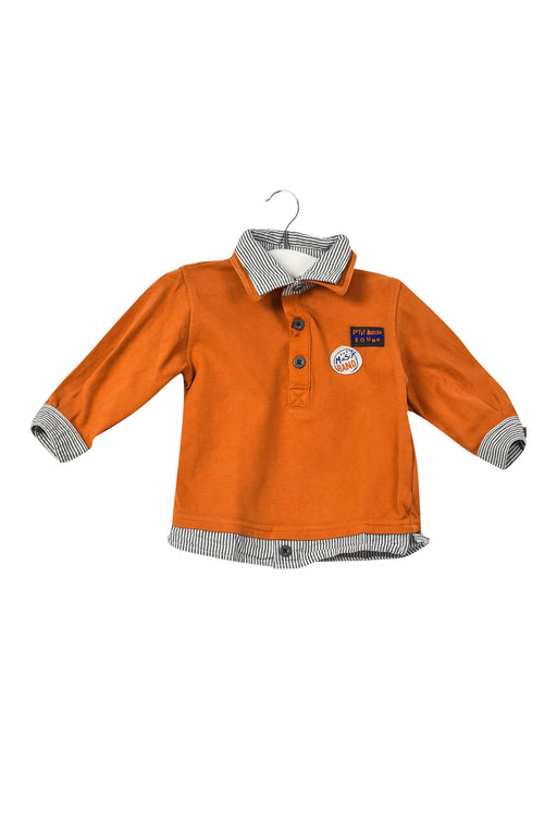 A Orange Long Sleeve Polos from P'tit Bisou in size 3-6M for boy. (Front View)