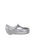 A Silver Sandals from Mini Melissa in size 12-18M for girl. (Back View)