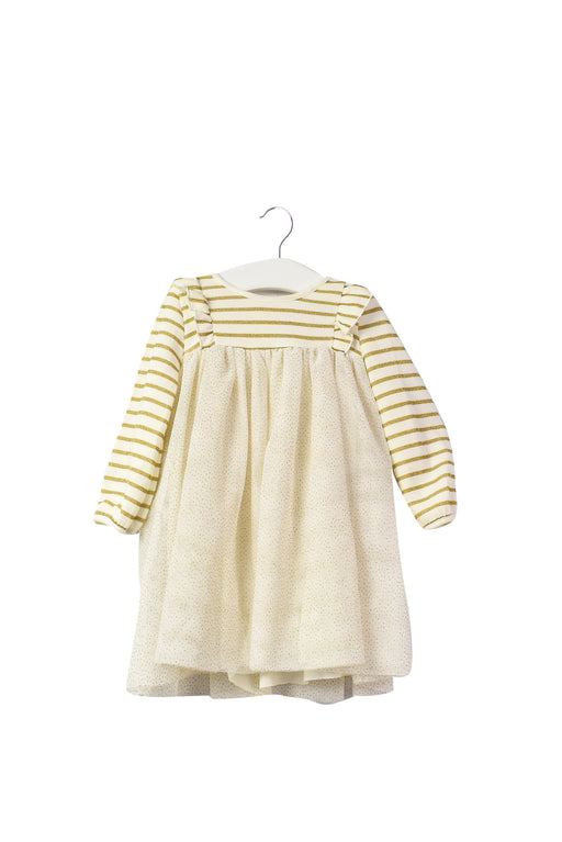 A White Long Sleeve Dresses from Petit Bateau in size 12-18M for girl. (Front View)
