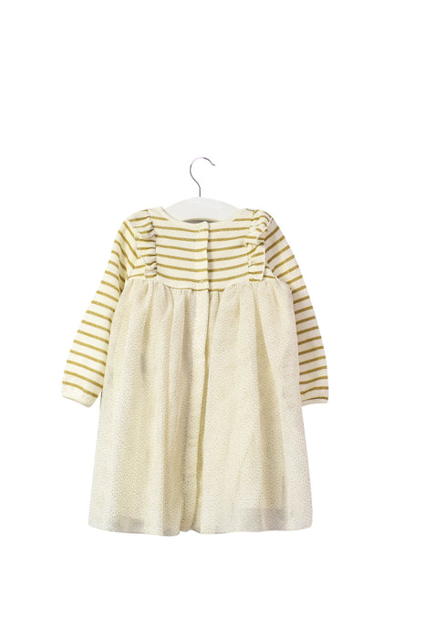 A White Long Sleeve Dresses from Petit Bateau in size 12-18M for girl. (Back View)