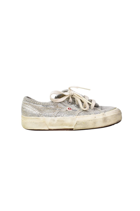 A Silver Sneakers from Superga in size 4T for girl. (Back View)