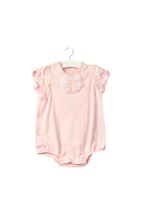 A Pink Rompers from Miki House in size 12-18M for girl. (Front View)