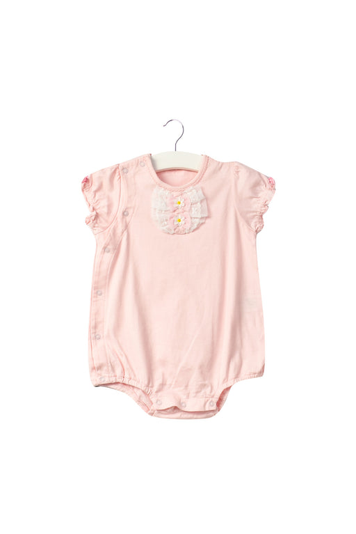 A Pink Rompers from Miki House in size 12-18M for girl. (Front View)