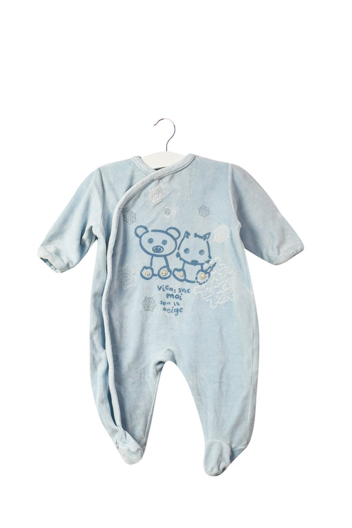 A Blue Onesies from Cadet Rousselle in size 3-6M for boy. (Front View)