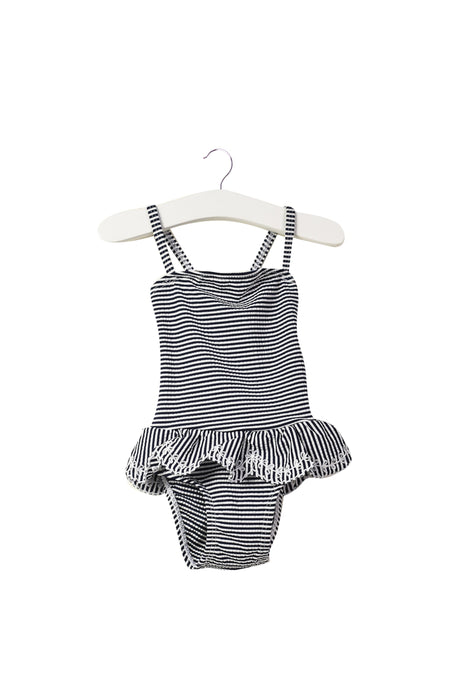 A Navy Swimsuits from Seed in size 3-6M for girl. (Front View)