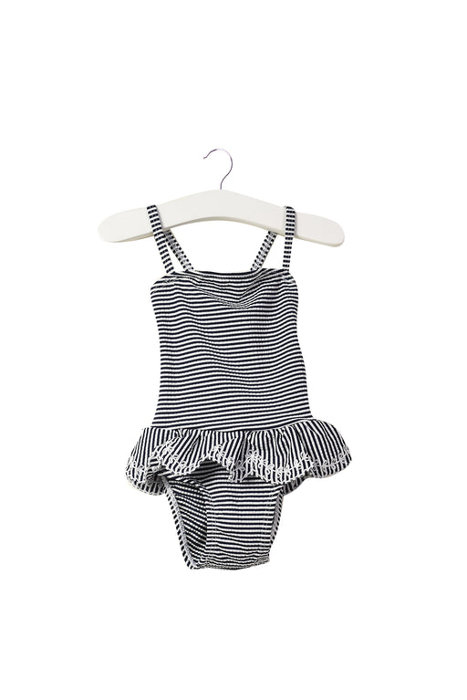 A Navy Swimsuits from Seed in size 3-6M for girl. (Front View)