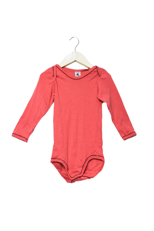 A Pink Long Sleeve Bodysuits from Petit Bateau in size 4T for girl. (Front View)