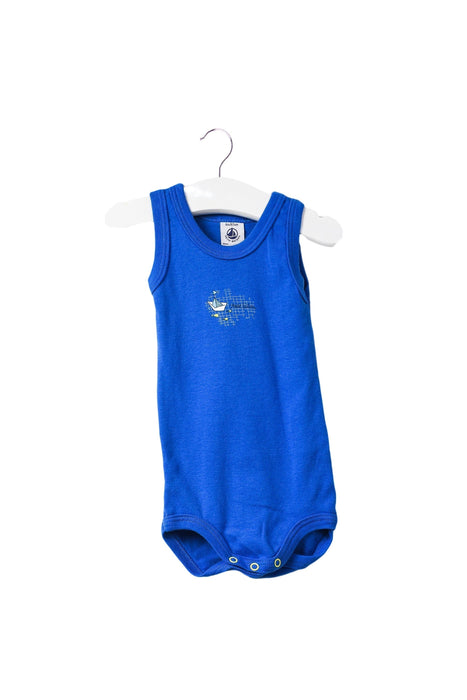 A Blue Sleeveless Bodysuits from Petit Bateau in size 3-6M for boy. (Front View)