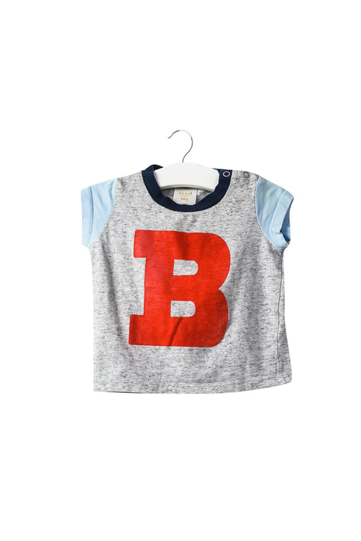 A Grey Short Sleeve T Shirts from Seed in size 3-6M for boy. (Front View)