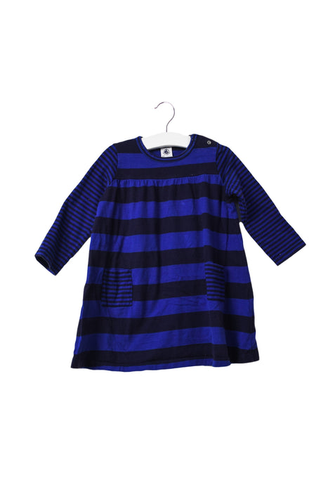 A Blue Long Sleeve Dresses from Petit Bateau in size 12-18M for girl. (Front View)