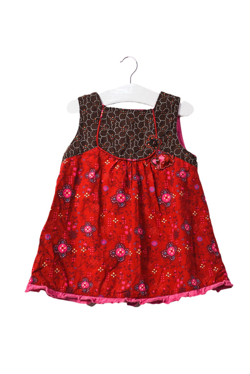 A Red Sleeveless Dresses from La Compagnie des Petits in size 6-12M for girl. (Front View)