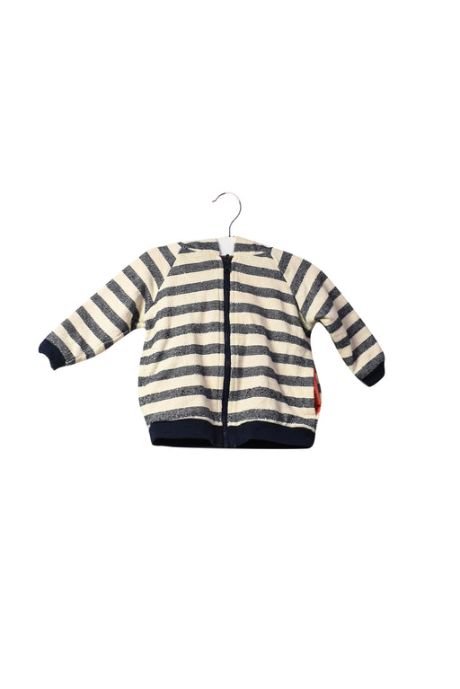 A Navy Zippered Sweatshirts from Egg by Susan Lazar in size 3-6M for boy. (Front View)