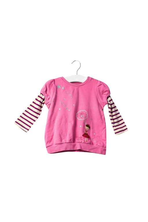 A Pink Long Sleeve Tops from Miki House in size 12-18M for girl. (Front View)