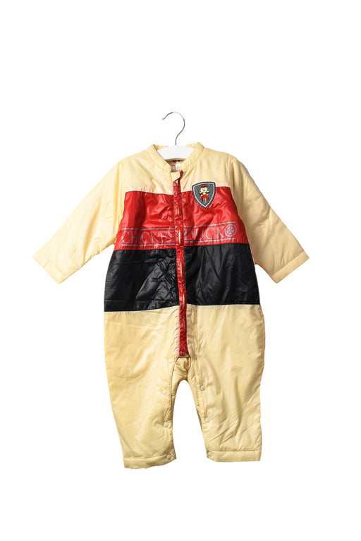 A Beige Long Sleeve Jumpsuits from Chickeeduck in size 12-18M for boy. (Front View)