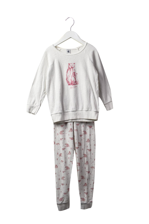 A White Pyjama Sets from Petit Bateau in size 6T for girl. (Front View)